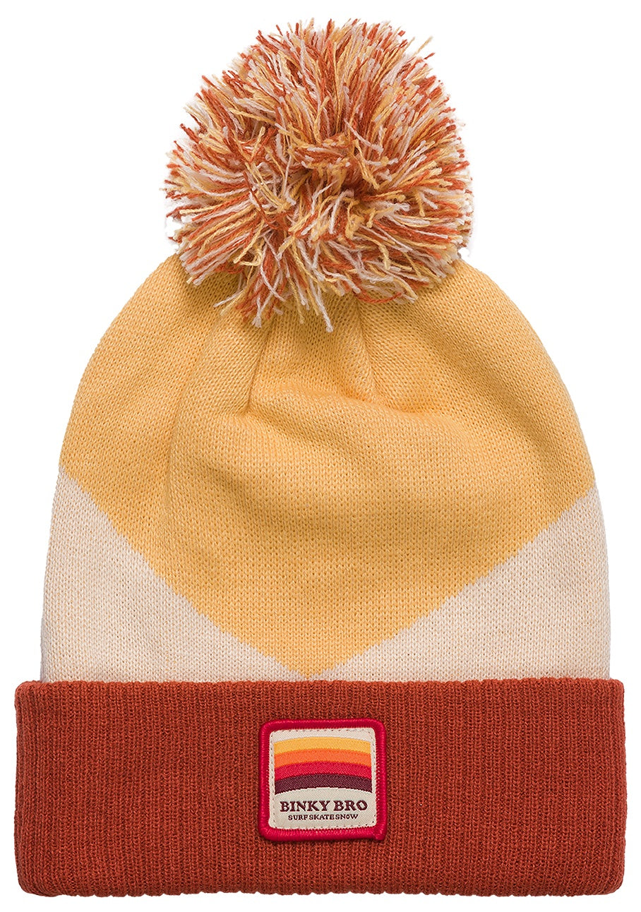 Stylish Merigold beanie with a colorful pom-pom and a cozy cuff, perfect for infants and toddlers.