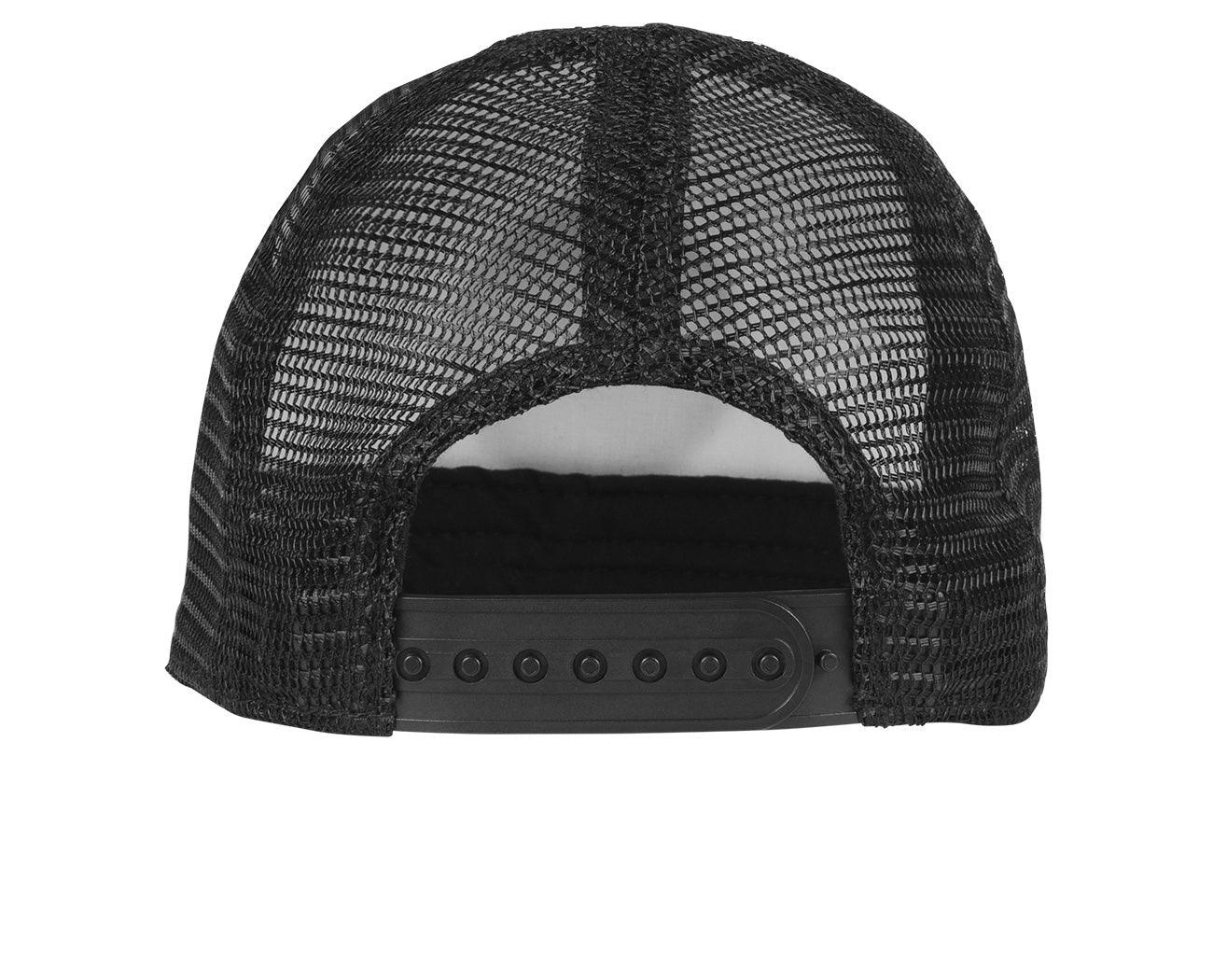 Black mesh snapback hat with adjustable strap, designed for a stylish and comfortable fit for kids.