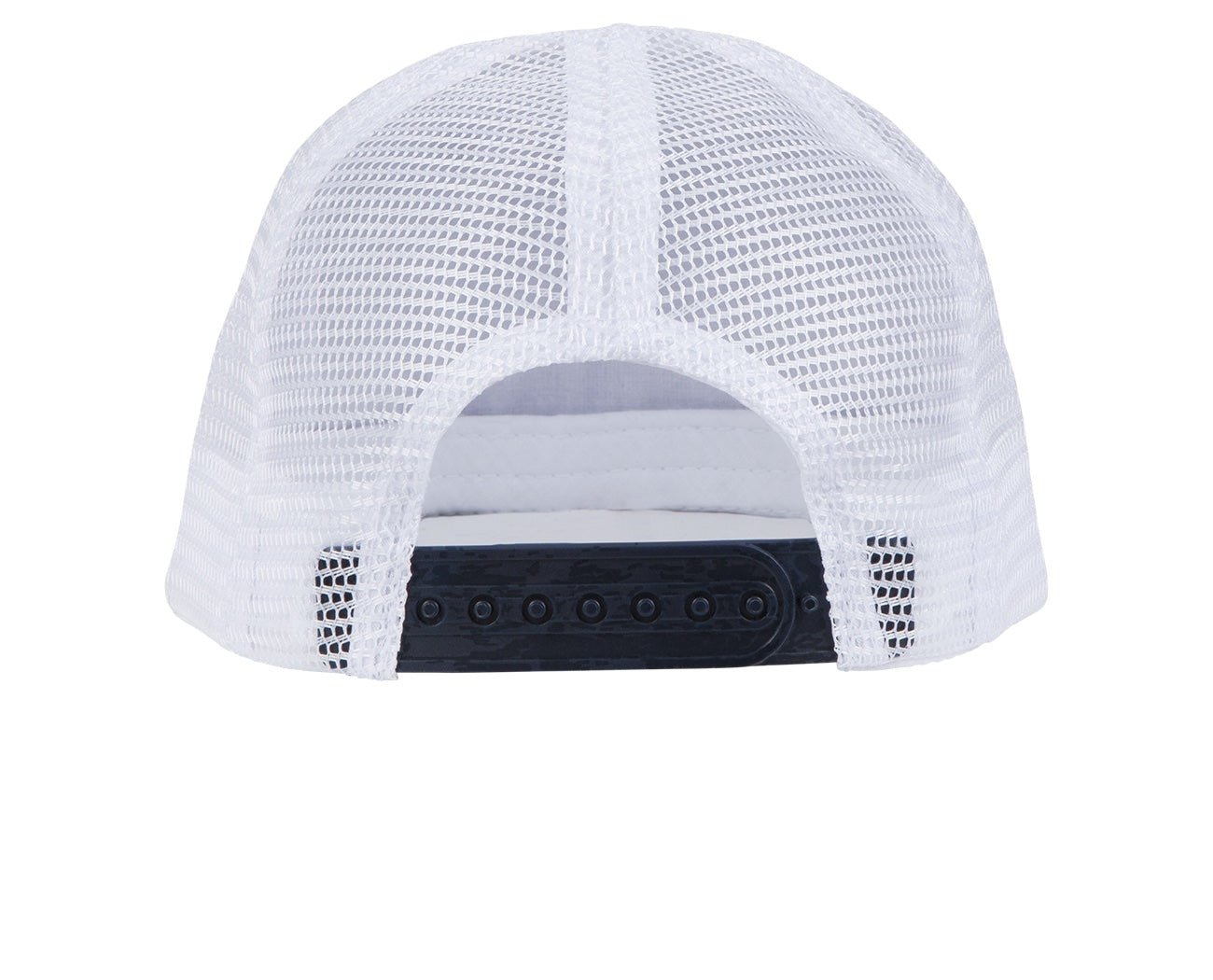 Back view of the Bolinas snapback hat featuring a breathable mesh design and adjustable strap for a comfortable fit.