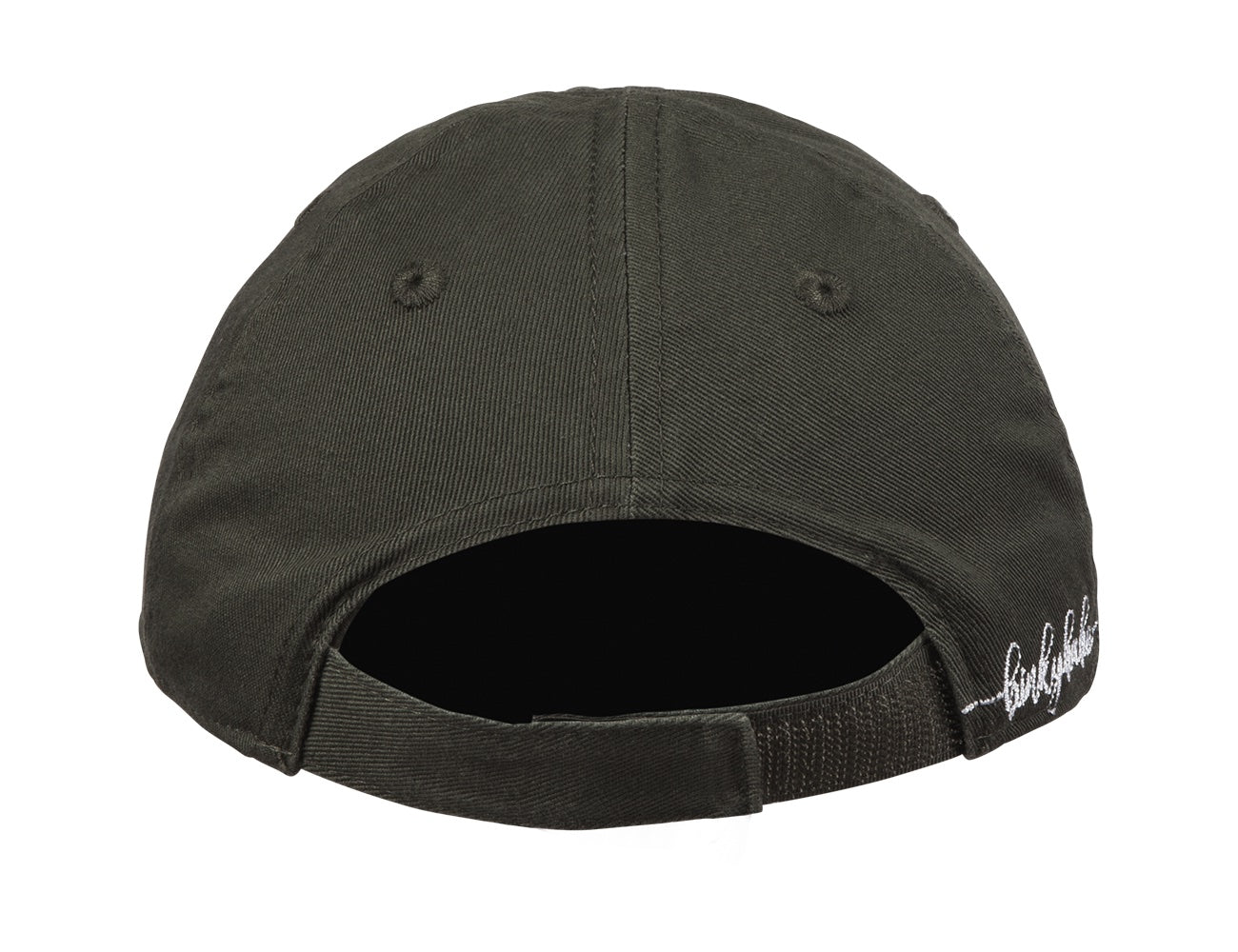 Back view of the Honu snapback hat in dark green, featuring a classic design and adjustable strap for a comfortable fit.