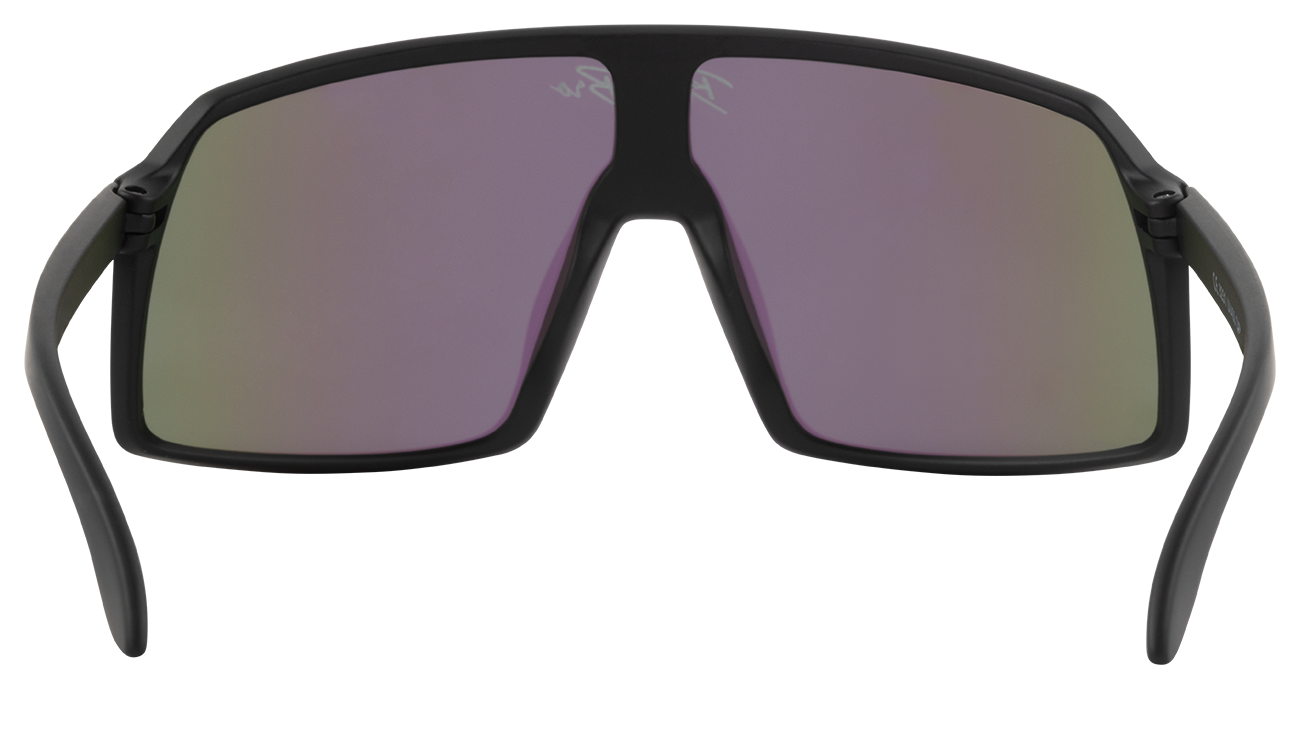 Sleek Monteverde Tiger sunglasses featuring a bold design with mirrored lenses and a matte black frame.