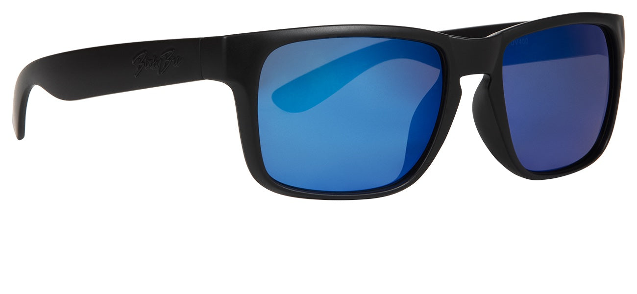 Stylish Sayulita sunglasses in blue with a sleek black frame, perfect for sun protection and outdoor adventures.