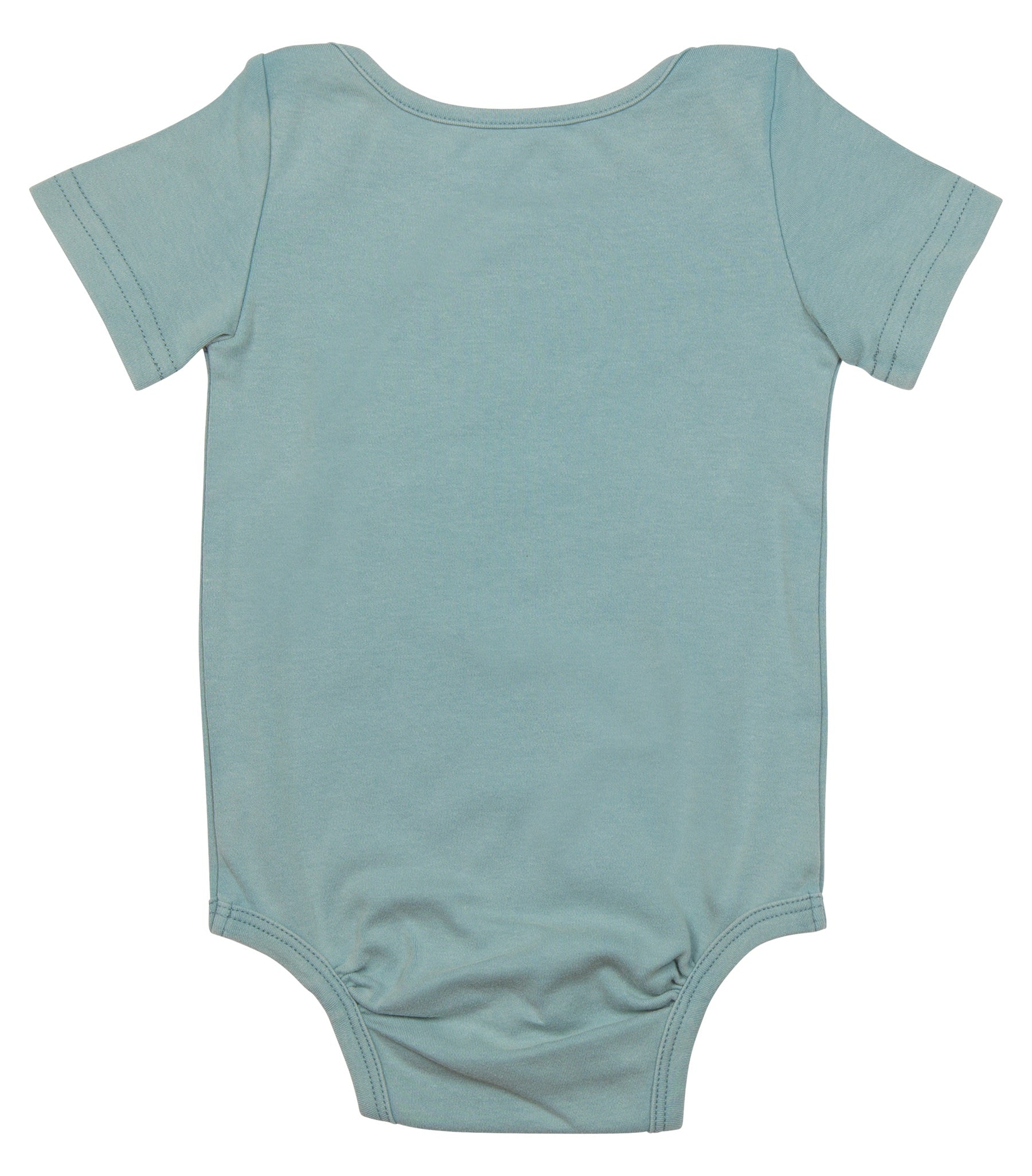 Light blue short-sleeve onesie for infants, featuring a simple design and soft fabric for comfort. Ideal for everyday wear.