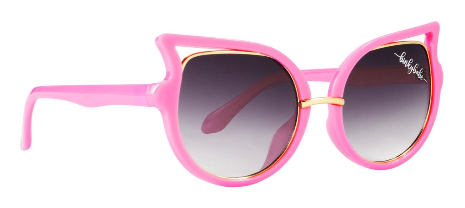 Stylish pink cat-eye sunglasses with gradient lenses and gold accents, perfect for trendy kids and youth.
