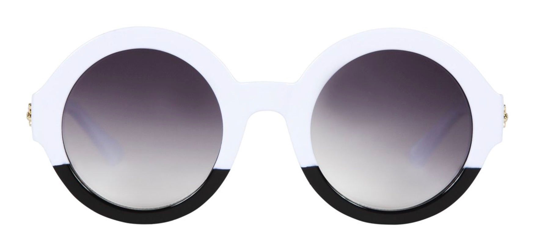 Stylish oversized sunglasses with a white and black frame and gradient gray lenses, perfect for trendy kids.