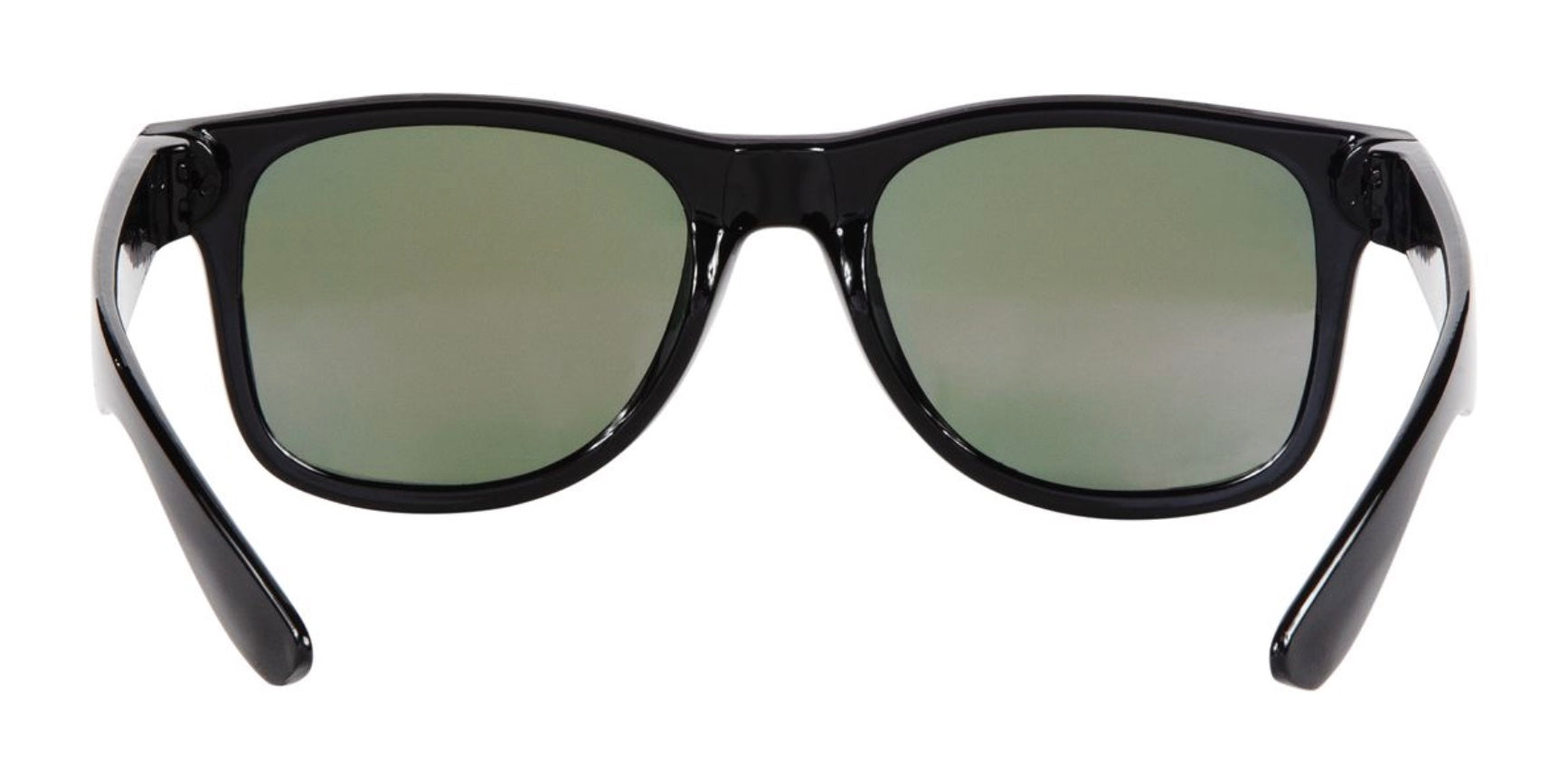 Stylish black sunglasses with green tinted lenses, perfect for outdoor adventures and sun protection.