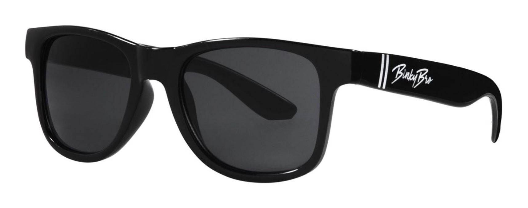 Stylish black Tamarindo sunglasses featuring a classic design and BinkyBro branding on the side. Perfect for kids.