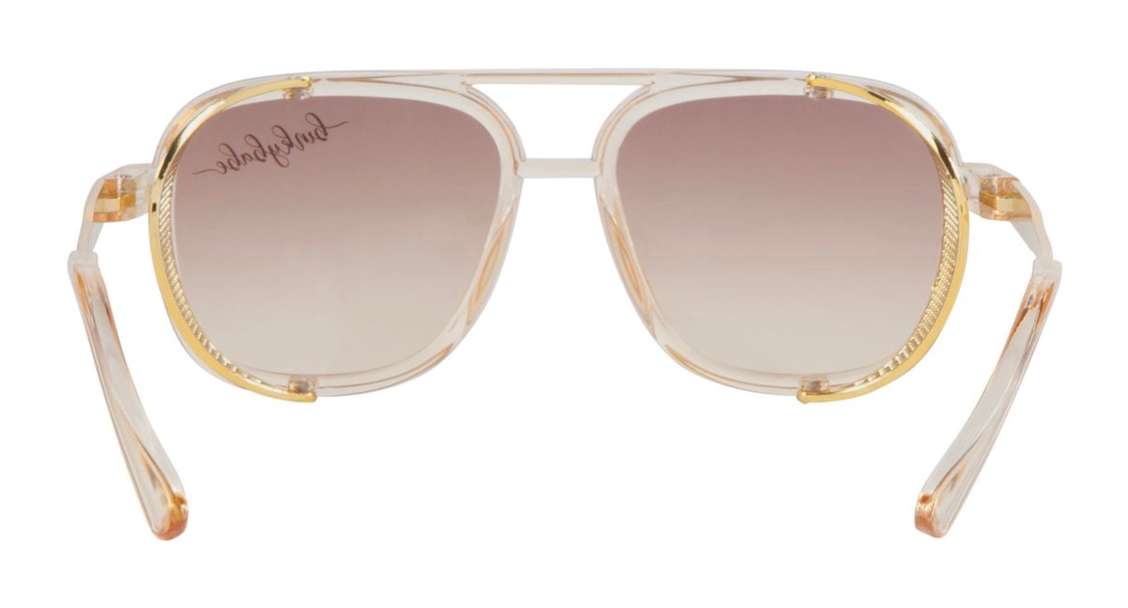 Stylish oversized sunglasses with a clear frame and gradient lenses, perfect for a trendy summer look.