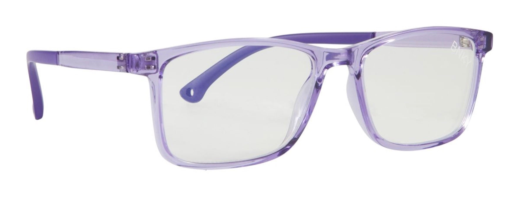 Stylish purple blue light glasses designed for kids, offering eye protection and a trendy look for daily wear.