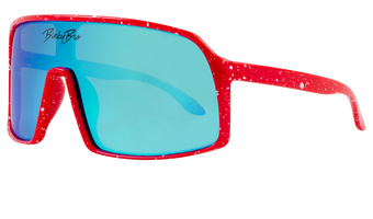 Stylish Monteverde sunglasses in Wild Red with blue lenses, perfect for kids who love outdoor adventures.