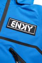 Stylish cobalt blue jacket featuring the BinkyBro logo patch, designed for active infants and toddlers.