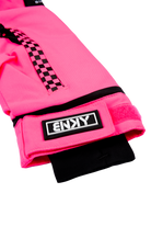 Bright pink BNKY Knockout jacket featuring a black and white checkered zipper and logo patch, designed for kids' activewear.
