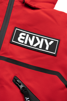 Red BNKY Imperial jacket featuring a prominent black logo patch and zippered pockets, designed for active youth.