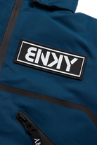 Stylish blue BNKY Gibralta jacket featuring a prominent logo patch and sleek zippered pocket design for kids.