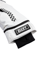 Stylish white BNKY Stalactite jacket sleeve featuring a checkered stripe and logo patch, designed for youth.