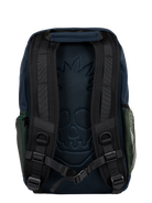 Stylish Bernardino Aquamarine backpack featuring a unique skull design on the back and adjustable straps for comfort.