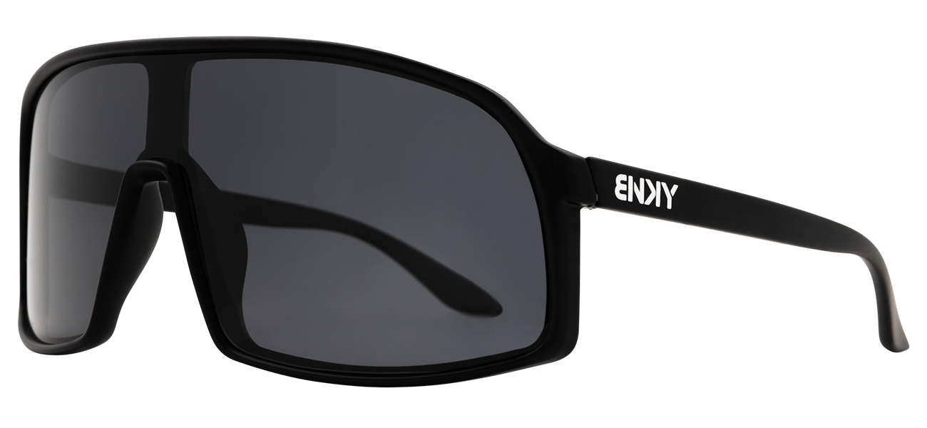 Stylish black sunglasses for kids featuring a bold design and dark lenses, perfect for outdoor adventures.