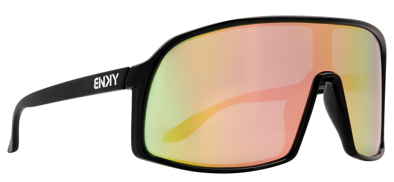 Stylish Junior Monteverde sunglasses in salmon with a sleek black frame and reflective lenses, perfect for active youth.