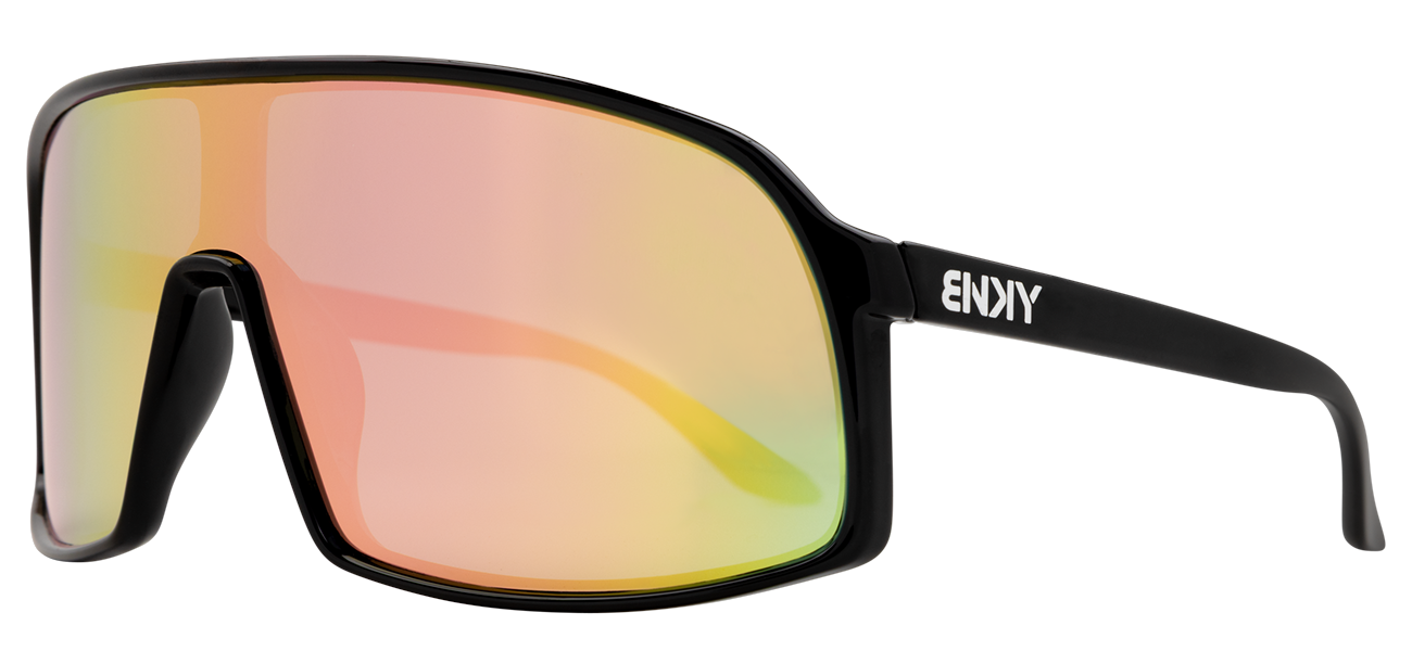 Stylish Junior Monteverde sunglasses in salmon with a sleek black frame and reflective lenses, perfect for outdoor adventures.
