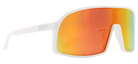 Junior Monteverde sunglasses in Cardinal color feature a sleek white frame and vibrant orange mirrored lenses, ideal for active youth.