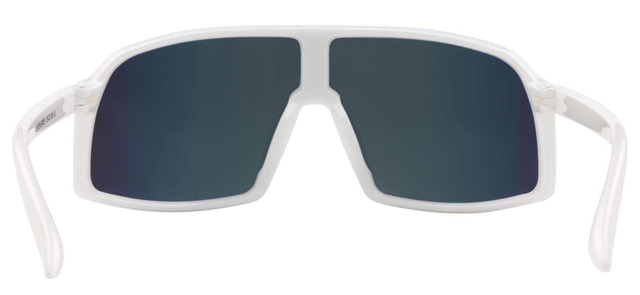 Stylish white sunglasses with dark lenses designed for kids, perfect for outdoor adventures and sun protection.