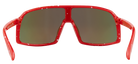 Stylish junior sunglasses in wild red with large mirrored lenses, perfect for active kids enjoying outdoor adventures.
