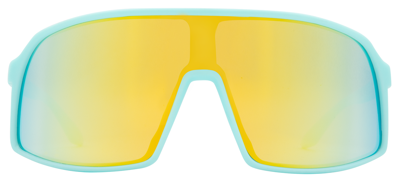 Teal Junior Monteverde sunglasses with a large, curved frame and yellow gradient lenses for stylish sun protection.
