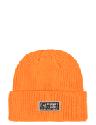 Neon orange beanie with a folded cuff and a BinkyBro logo patch, perfect for stylish kids and outdoor adventures.