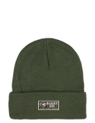 Stylish evergreen beanie with a folded cuff and BinkyBro logo patch, perfect for infants and toddlers.