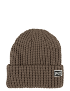 Waffle Brown beanie with a ribbed texture and a fold-over cuff, featuring a BinkyBro logo patch. Ideal for stylish kids.