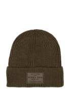 Stylish Valley Brown beanie with a ribbed texture and a branded patch, perfect for kids' surf-snow-skate lifestyle.