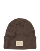 Brown knit beanie featuring a folded cuff and a Roxy BNKY logo patch, perfect for stylish warmth in cooler weather.