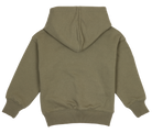 Back view of a BNKY Hood in green, featuring a cozy hood and ribbed cuffs, perfect for stylish kids.