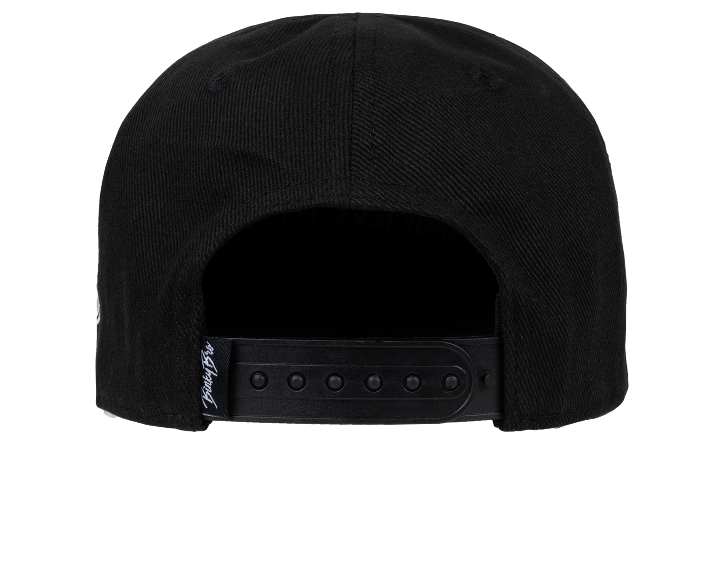 Back view of the Durban SB Black snapback hat featuring a classic design and adjustable strap for a comfortable fit.