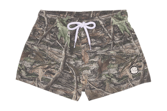 Stylish camo swim shorts with a drawstring waist and BinkyBro logo, perfect for active kids who love adventure.