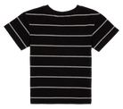 Stylish black t-shirt with white horizontal stripes, perfect for infants and toddlers. Ideal for casual wear.