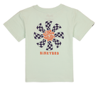 Light green kids' t-shirt featuring a colorful spiral graphic with "Surf Hawaii" and "BinkyBro" text. Perfect for active youth.