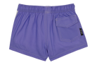 Stylish purple swim shorts with an elastic waistband and a back pocket, perfect for kids' summer adventures.