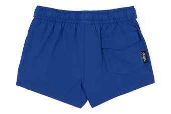 Blaze Royal shorts in vibrant blue with an elastic waistband and a back pocket, perfect for active kids.