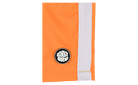 Blaze Tangerine fabric featuring a vibrant orange color with a black BinkyBro logo patch on the side.