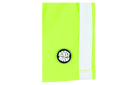 Bright neon green shorts featuring a white trim and a circular BinkyBro logo, perfect for active kids.