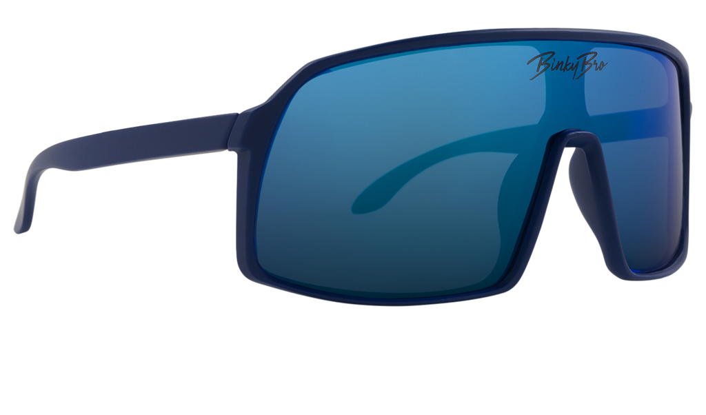 Our Monteverde Navy sunglasses have navy rims with a navy reflective colored lens. Our BinkyBro signature logo is present on the top-middle of the lens. Size fits best for kids in the 18 months - 5 year range.