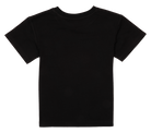 Black children's t-shirt featuring a simple design, perfect for stylish and active kids. Ideal for everyday wear.