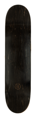 Derby skateboard deck featuring a sleek black finish with a natural wood grain pattern, designed for stylish skating.