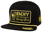 Black snapback hat featuring a yellow embroidered logo with desert motifs and the BinkyBro brand name.