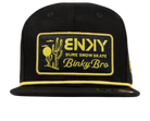 Black snapback hat featuring a yellow embroidered patch with desert graphics and the BinkyBro logo, perfect for stylish kids.