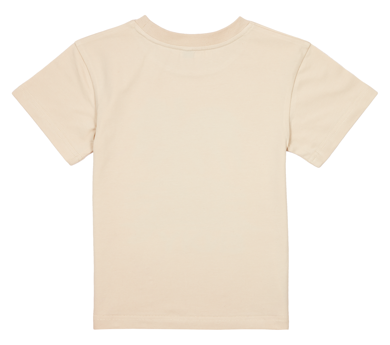 Light beige children's t-shirt with short sleeves, featuring a simple and clean design, ideal for casual wear.
