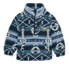 Cozy blue and navy fleece pullover with a half-zip and tribal pattern, featuring the BinkyBro logo on the chest.