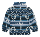 Cozy luxury fleece jacket featuring a blue and white geometric pattern, perfect for stylish warmth in cooler weather.