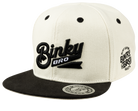 Stylish two-tone snapback hat featuring BinkyBro logo, perfect for infants and toddlers embracing a surf-snow-skate lifestyle.
